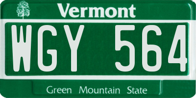 VT license plate WGY564