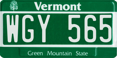 VT license plate WGY565
