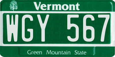 VT license plate WGY567