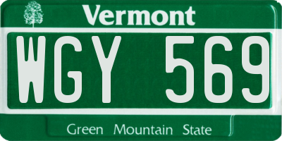 VT license plate WGY569