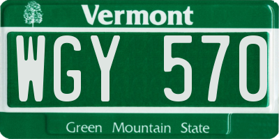 VT license plate WGY570