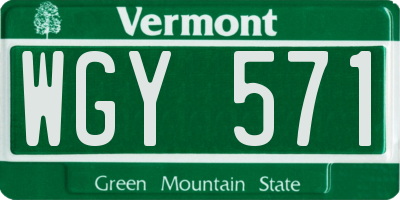 VT license plate WGY571