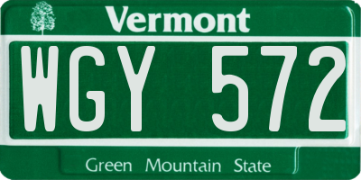 VT license plate WGY572