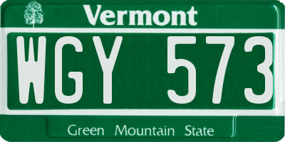 VT license plate WGY573
