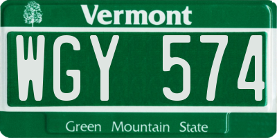VT license plate WGY574