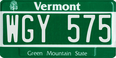 VT license plate WGY575