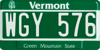 VT license plate WGY576
