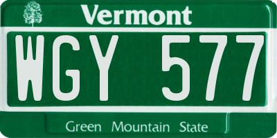 VT license plate WGY577
