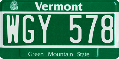 VT license plate WGY578