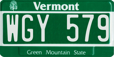 VT license plate WGY579