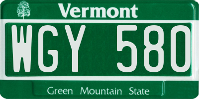 VT license plate WGY580