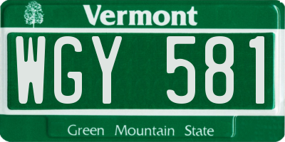 VT license plate WGY581