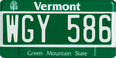 VT license plate WGY586