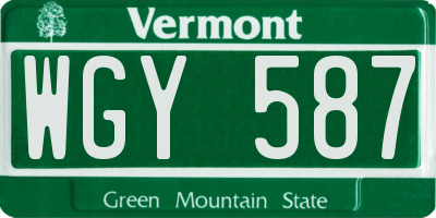 VT license plate WGY587
