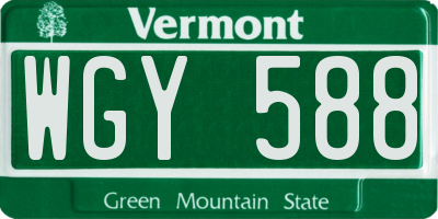 VT license plate WGY588