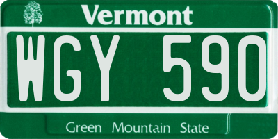 VT license plate WGY590