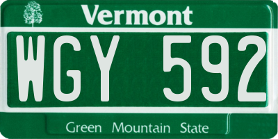 VT license plate WGY592