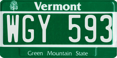 VT license plate WGY593