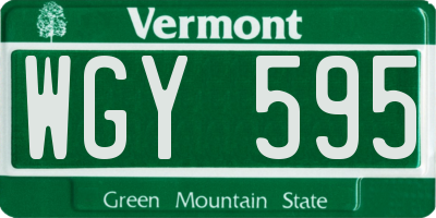 VT license plate WGY595