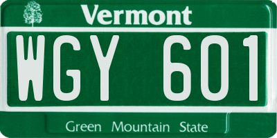 VT license plate WGY601