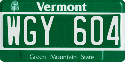 VT license plate WGY604