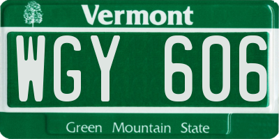 VT license plate WGY606