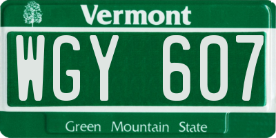 VT license plate WGY607