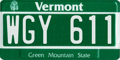 VT license plate WGY611