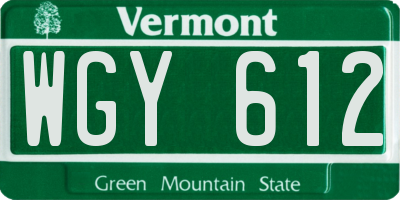 VT license plate WGY612