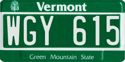 VT license plate WGY615