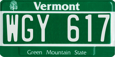 VT license plate WGY617