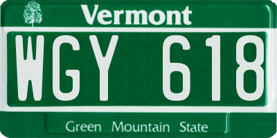 VT license plate WGY618