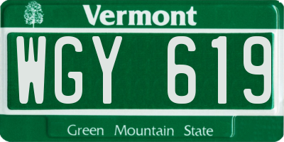 VT license plate WGY619