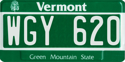 VT license plate WGY620
