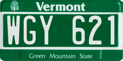 VT license plate WGY621