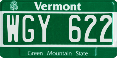 VT license plate WGY622