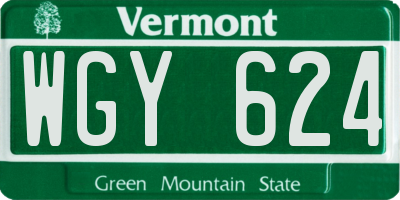 VT license plate WGY624
