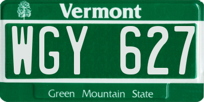 VT license plate WGY627