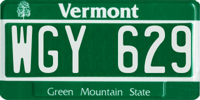 VT license plate WGY629