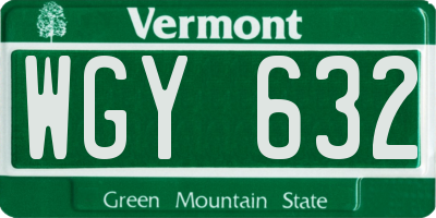 VT license plate WGY632