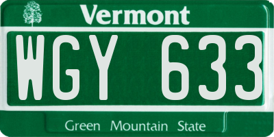 VT license plate WGY633