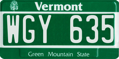 VT license plate WGY635