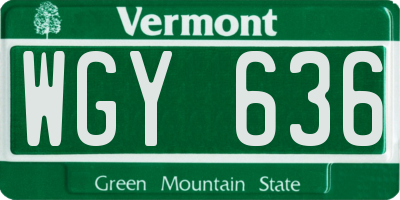 VT license plate WGY636