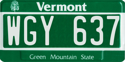 VT license plate WGY637