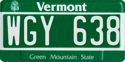 VT license plate WGY638