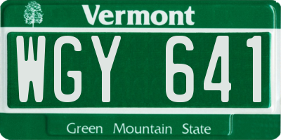 VT license plate WGY641