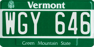 VT license plate WGY646