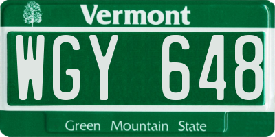 VT license plate WGY648