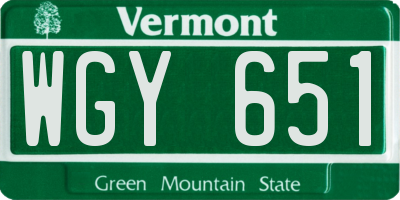 VT license plate WGY651