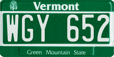 VT license plate WGY652